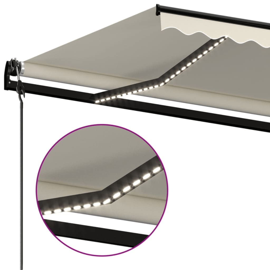 Αυτόματη Τέντα με LED & Αισθητήρα Ανέμου, Κρεμ 400x300 εκ. - Pakobazaar