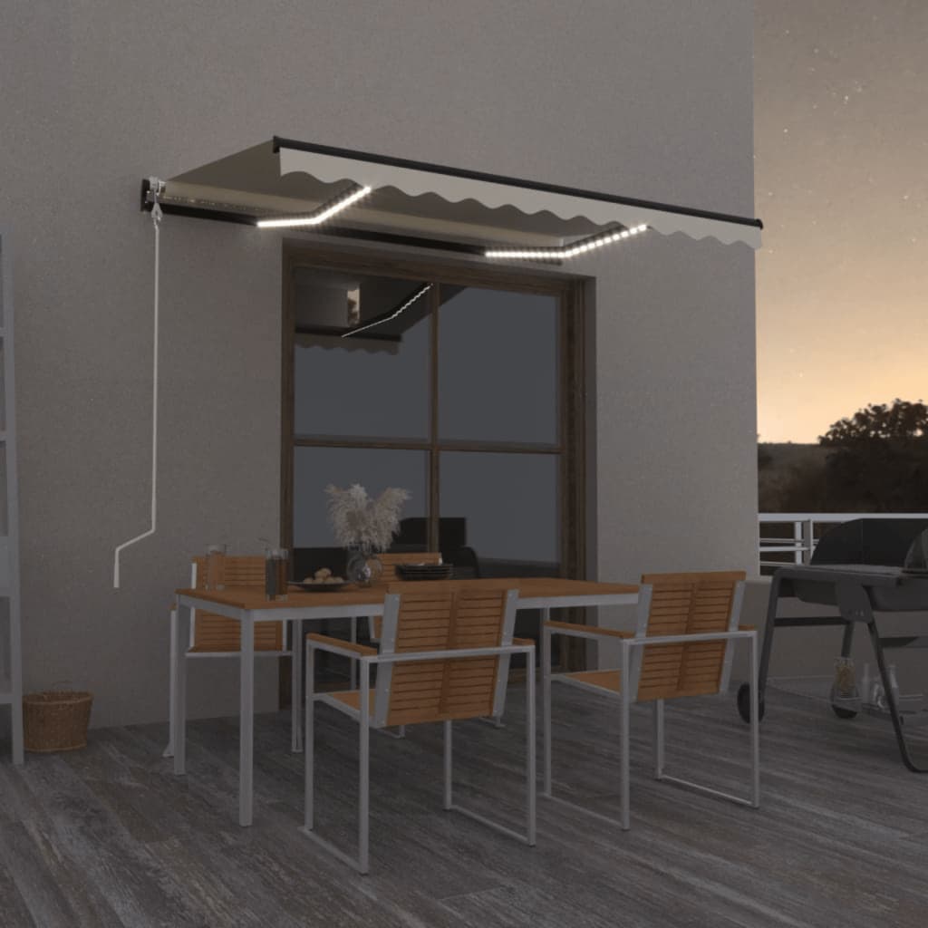 Αυτόματη Τέντα με LED & Αισθητήρα Ανέμου, Κρεμ 400x300 εκ. - Pakobazaar