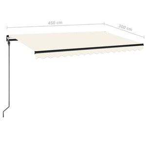 Τέντα Συρόμενη Χειροκίνητη Κρεμ 450 x 300 εκ. - Pakobazaar