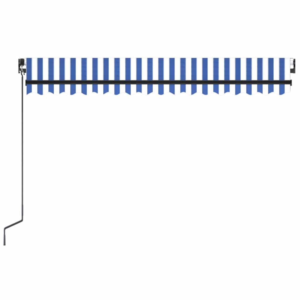 Τέντα Συρόμενη Χειροκίνητη με LED Μπλε / Λευκό 450 x 300 εκ. - PAKOBAZAAR