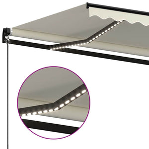 Τέντα Συρόμενη Χειροκίνητη με LED Κρεμ 450 x 300 εκ. - Pakobazaar