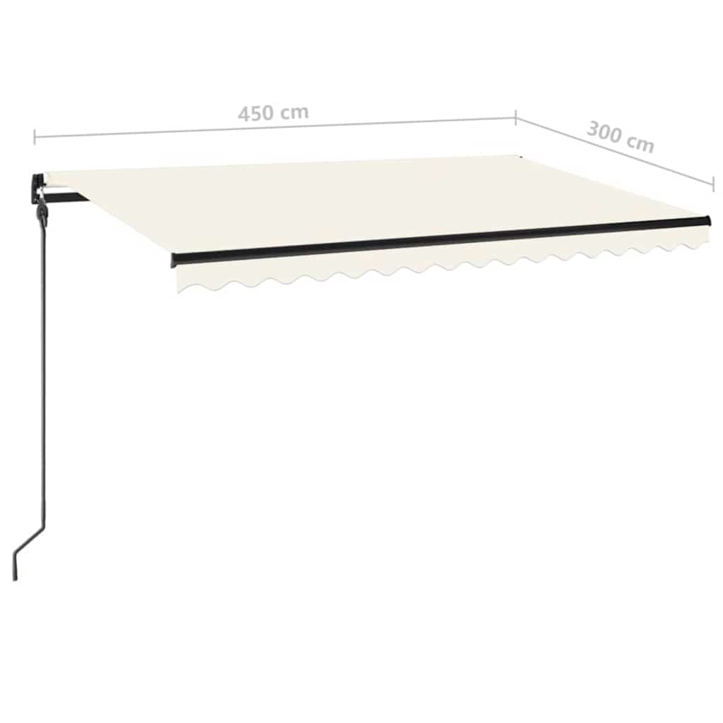 Τέντα Συρόμενη Χειροκίνητη με LED Κρεμ 450 x 300 εκ. - Pakobazaar