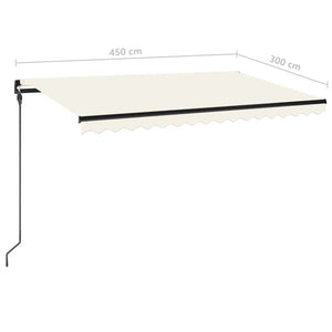Τέντα Συρόμενη Χειροκίνητη με LED Κρεμ 450 x 300 εκ. - Pakobazaar