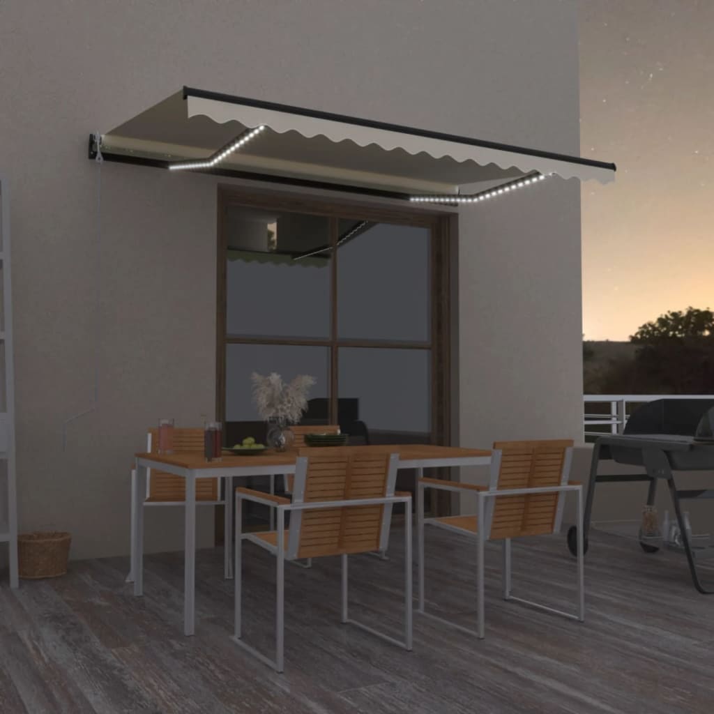Τέντα Αυτόματη με LED και Αισθητήρα Ανέμου Κρεμ 450 x 300 εκ. - Pakobazaar