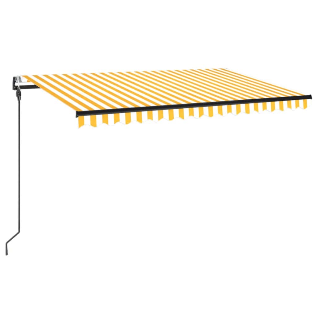 Τέντα Αυτόματη με LED & Αισθ. Ανέμου Κίτρινο/Λευκό 450x300 εκ. - PAKOBAZAAR