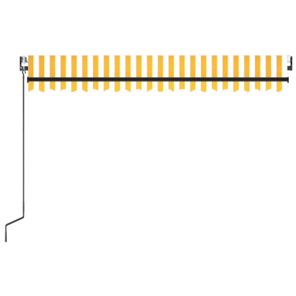 Τέντα Αυτόματη με LED & Αισθ. Ανέμου Κίτρινο/Λευκό 450x300 εκ. - PAKOBAZAAR