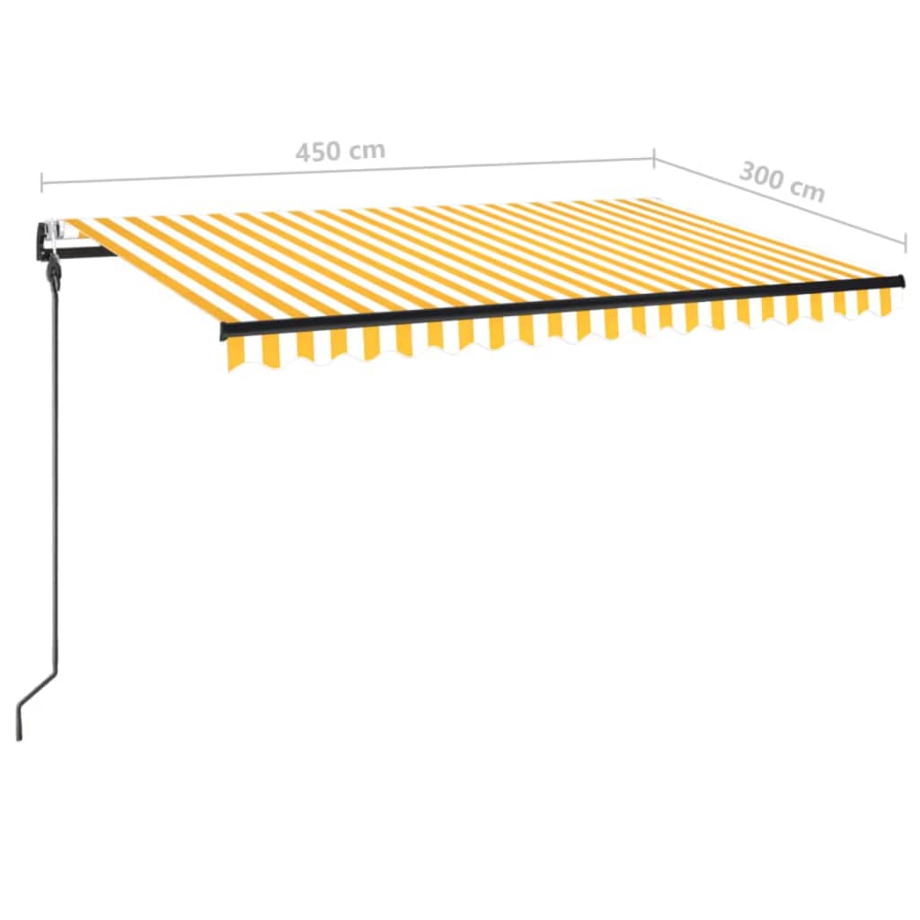 Τέντα Αυτόματη με LED & Αισθ. Ανέμου Κίτρινο/Λευκό 450x300 εκ. - PAKOBAZAAR