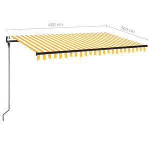 Τέντα Αυτόματη με LED & Αισθ. Ανέμου Κίτρινο/Λευκό 450x300 εκ. - PAKOBAZAAR