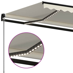 Τέντα Συρόμενη Χειροκίνητη με LED Κρεμ 500 x 300 εκ. - Pakobazaar