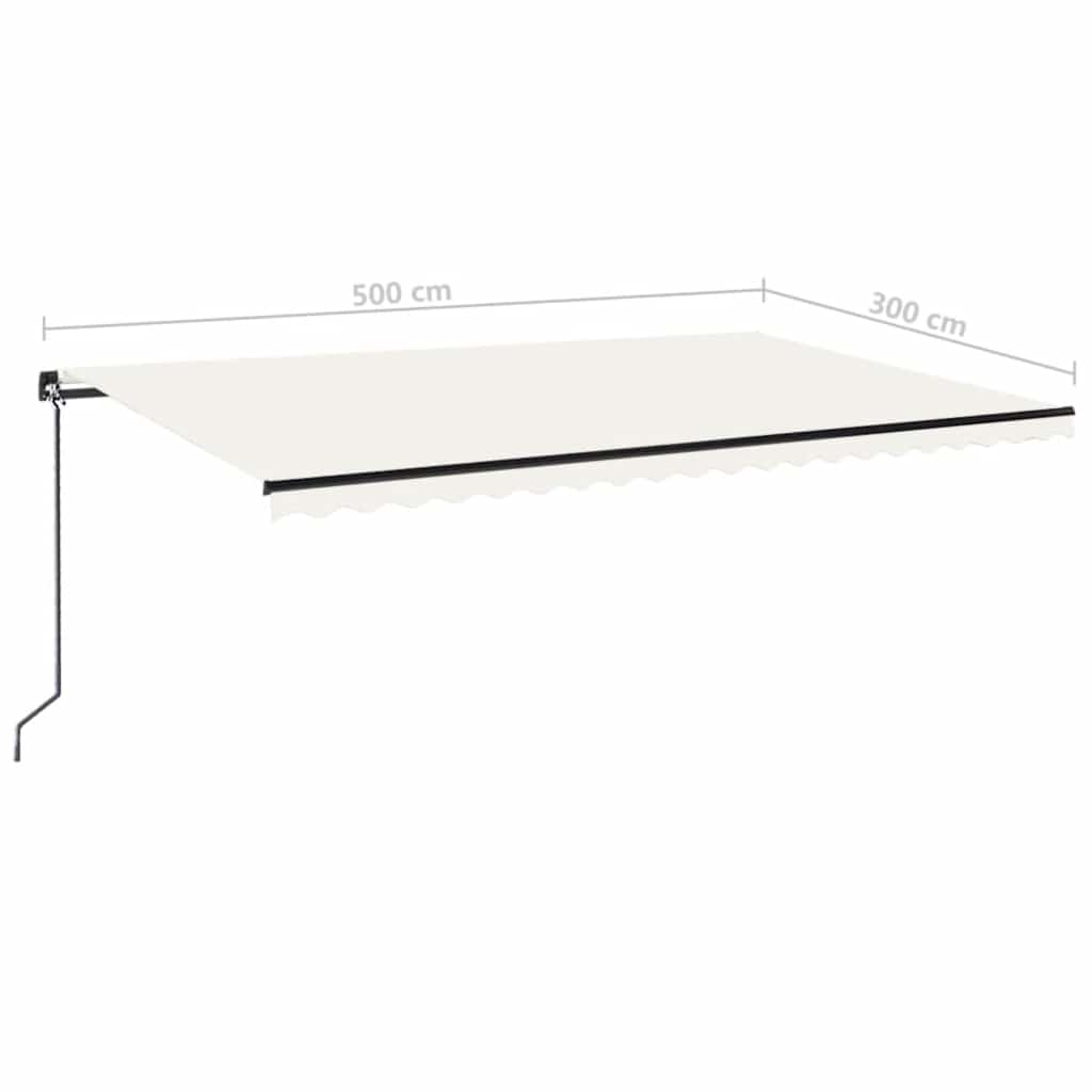 Τέντα Συρόμενη Χειροκίνητη με LED Κρεμ 500 x 300 εκ. - Pakobazaar