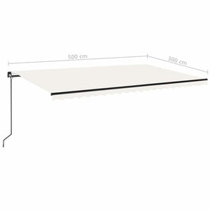 Τέντα Συρόμενη Χειροκίνητη με LED Κρεμ 500 x 300 εκ. - Pakobazaar