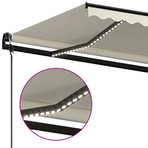 Τέντα Αυτόματη με LED & Αισθητήρα Ανέμου Κρεμ 500 x 300 εκ. - PAKOBAZAAR