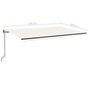 Τέντα Αυτόματη με LED & Αισθητήρα Ανέμου Κρεμ 500 x 300 εκ. - PAKOBAZAAR
