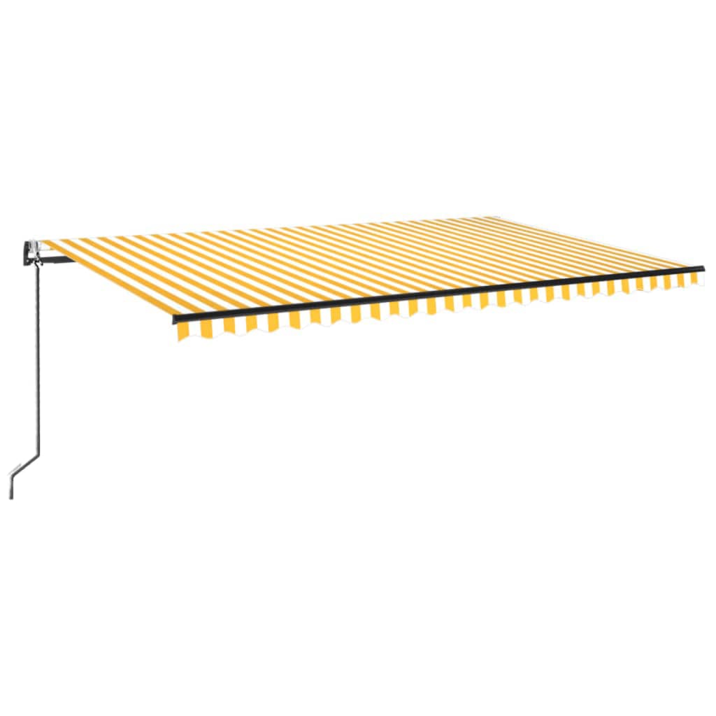 Τέντα Αυτόματη με LED & Αισθ. Ανέμου Κίτρινο/Λευκό 500x300 εκ. - PAKOBAZAAR