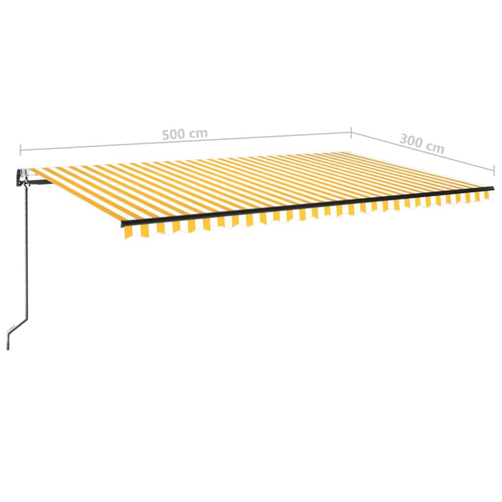 Τέντα Αυτόματη με LED & Αισθ. Ανέμου Κίτρινο/Λευκό 500x300 εκ. - PAKOBAZAAR