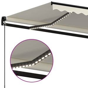 Τέντα Συρόμενη Χειροκίνητη με LED Κρεμ 600 x 300 εκ.