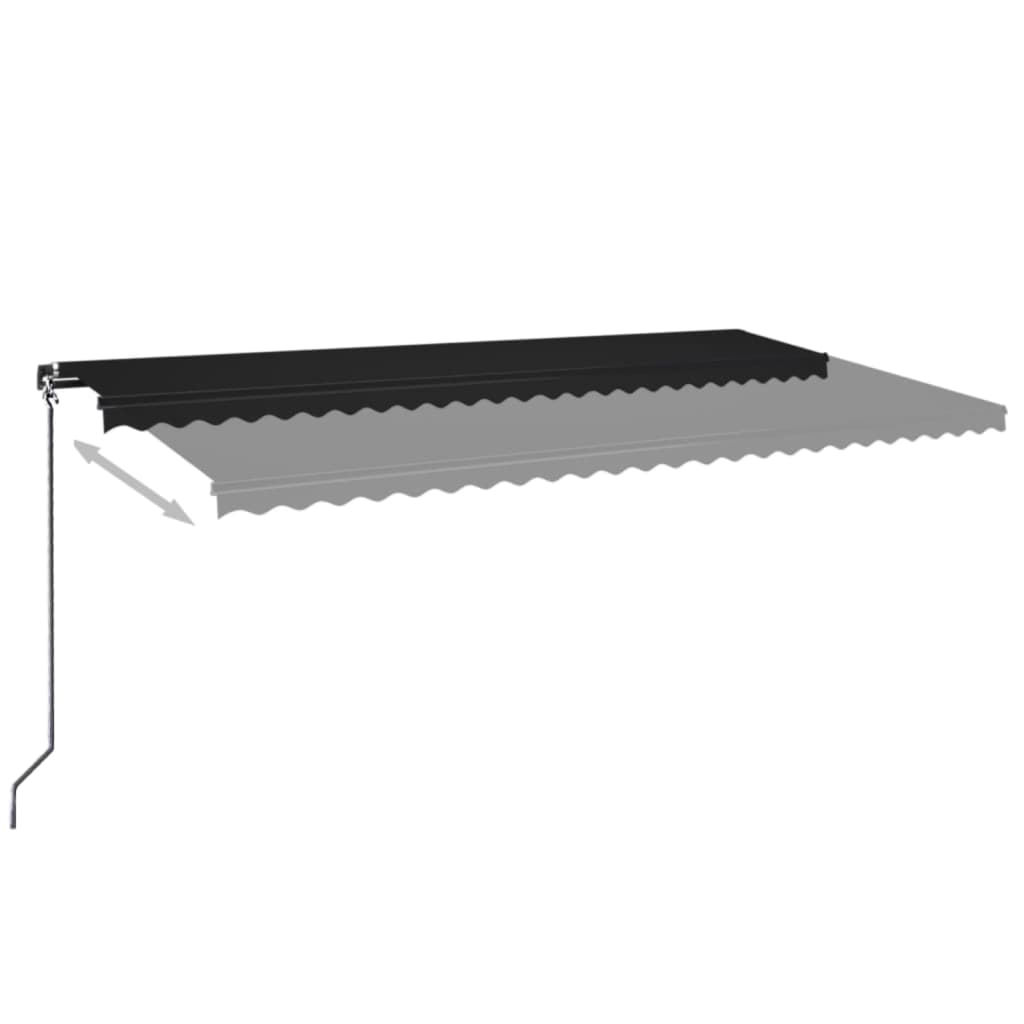 Τέντα Συρόμενη Χειροκίνητη με LED Ανθρακί 600 x 300 εκ.