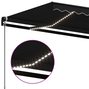 Τέντα Συρόμενη Χειροκίνητη με LED Ανθρακί 600 x 300 εκ.