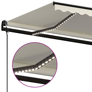 Αυτόματη Τέντα με LED & Αισθητήρα Ανέμου, Κρεμ 600x300 εκ. - Pakobazaar