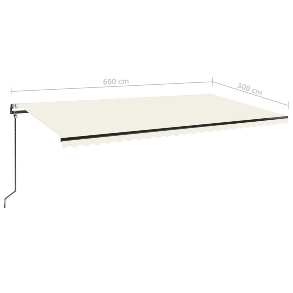 Αυτόματη Τέντα με LED & Αισθητήρα Ανέμου, Κρεμ 600x300 εκ. - Pakobazaar