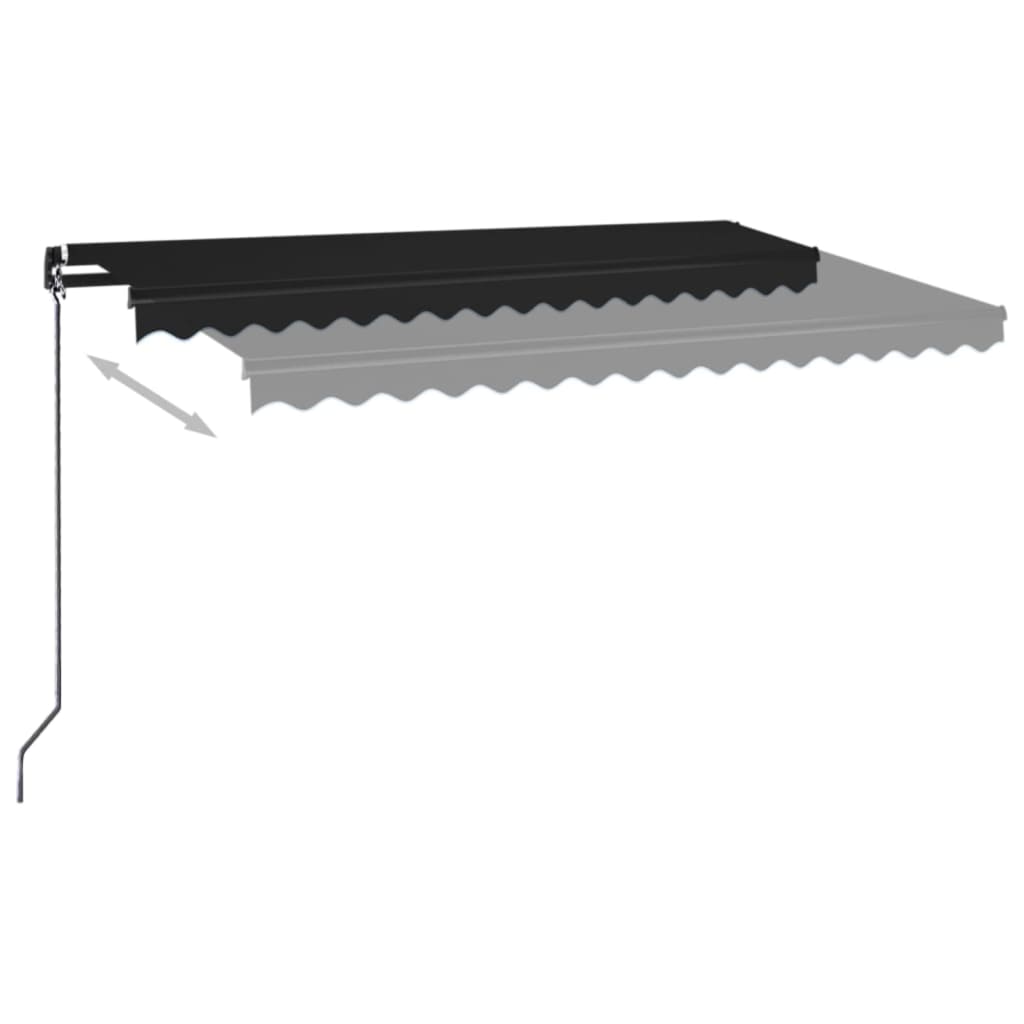 Τέντα Συρόμενη Χειροκίνητη με LED Ανθρακί 400 x 350 εκ. - Pakobazaar
