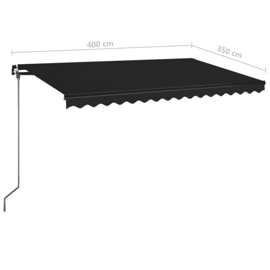 Τέντα Συρόμενη Χειροκίνητη με LED Ανθρακί 400 x 350 εκ. - Pakobazaar