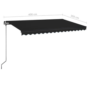 Τέντα Συρόμενη Χειροκίνητη με LED Ανθρακί 400 x 350 εκ. - Pakobazaar