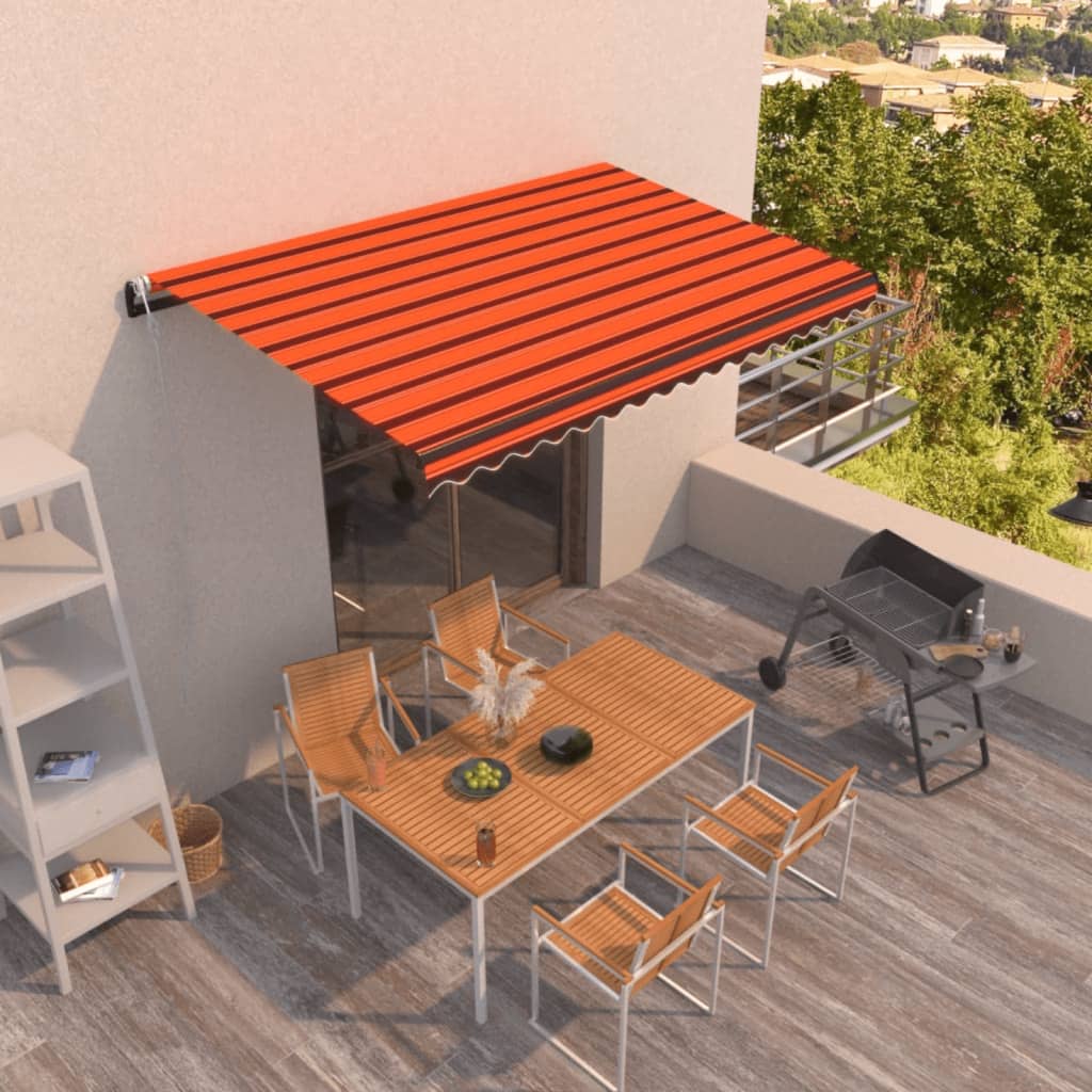 Τέντα Συρόμενη Αυτόματη Πορτοκαλί / Καφέ 400 x 350 εκ. - Pakobazaar
