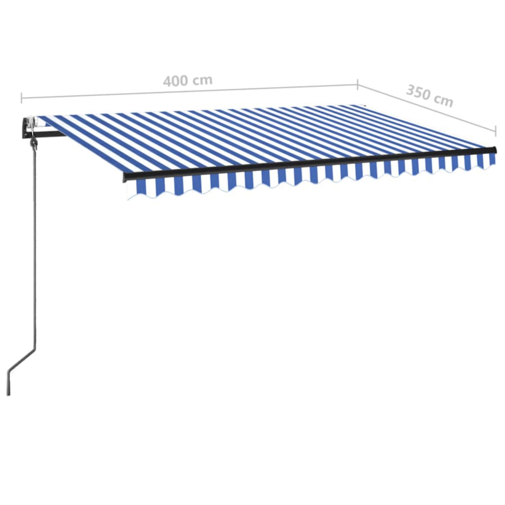 Τέντα Αυτόματη με LED & Αισθ. Ανέμου Μπλε / Λευκό 400 x 350 εκ. - PAKOBAZAAR