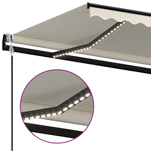 Τέντα Αυτόματη με LED & Αισθητήρα Ανέμου Κρεμ 400x350 εκ. - PAKOBAZAAR