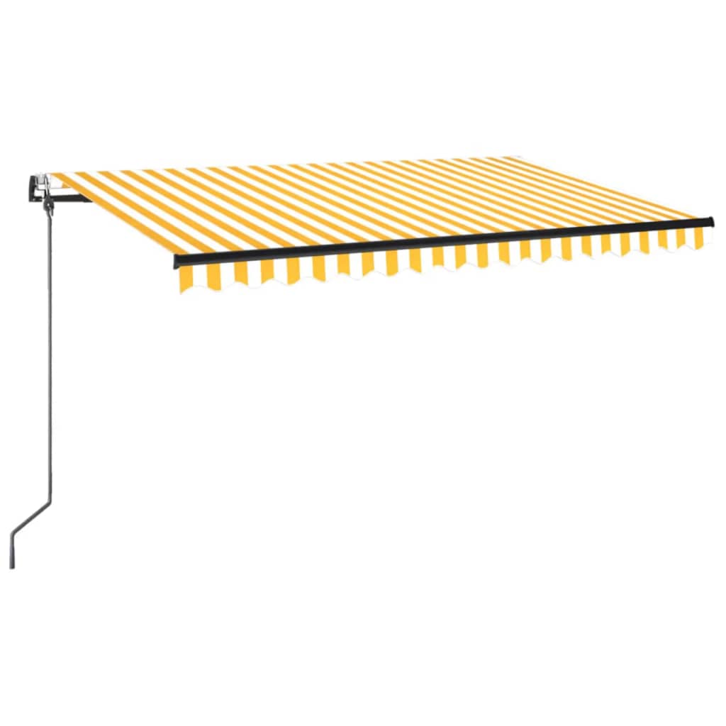 Τέντα Αυτόματη με LED & Αισθ. Ανέμου Κίτρινο/Λευκό 400x350 εκ. - PAKOBAZAAR