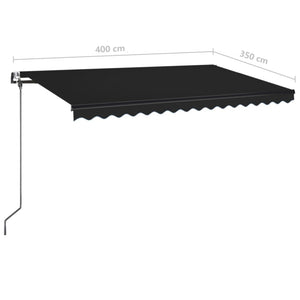 Τέντα Αυτόματη με LED & Αισθητήρα Ανέμου Ανθρακί 400x350 εκ. - Pakobazaar