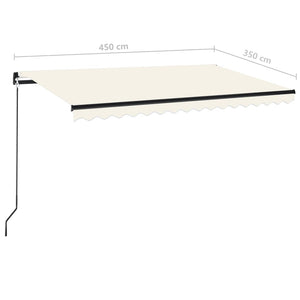 Τέντα Συρόμενη Χειροκίνητη Κρεμ 450 x 350 εκ. - Pakobazaar