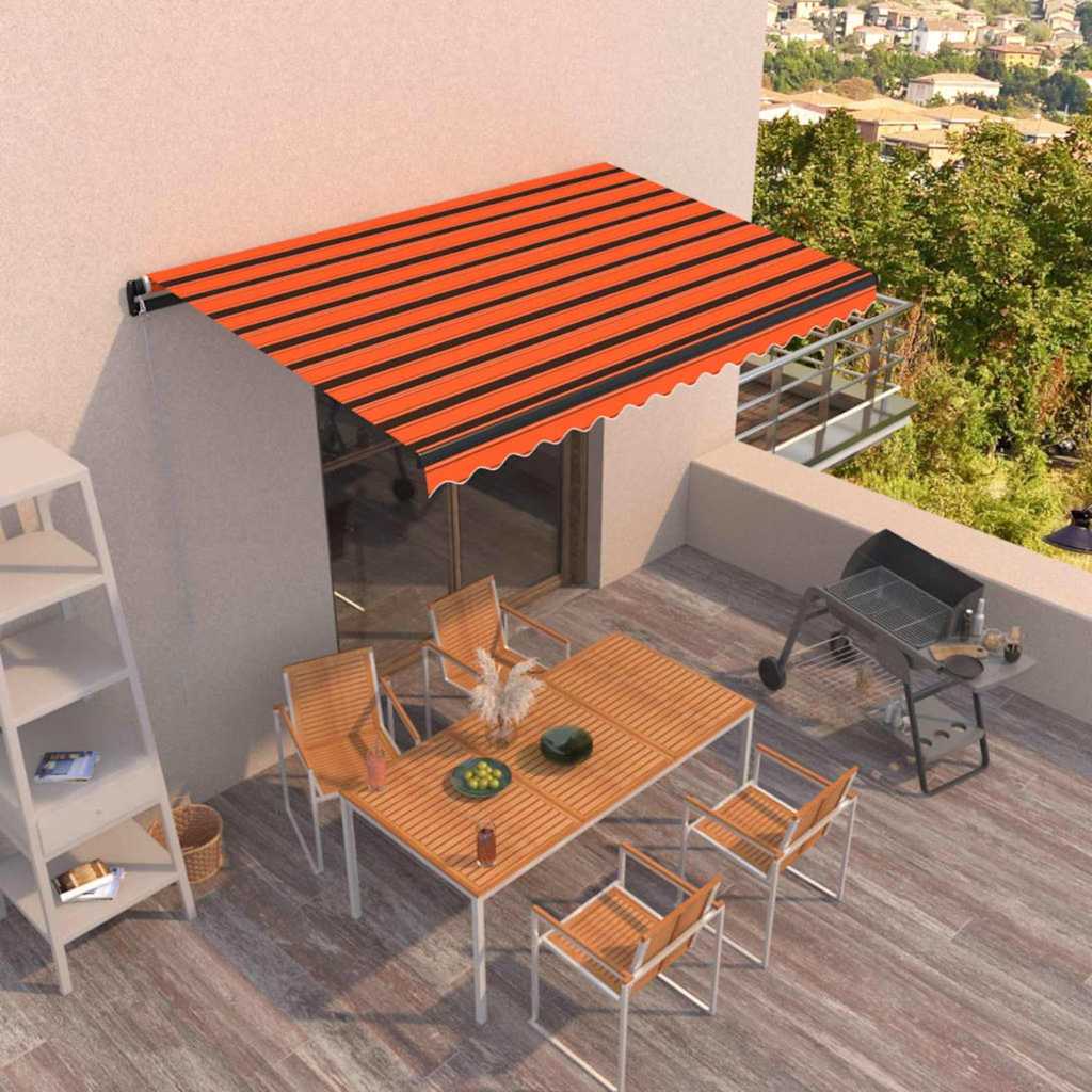 Τέντα Συρόμενη Χειροκίνητη Πορτοκαλί / Καφέ 450x350 εκ.