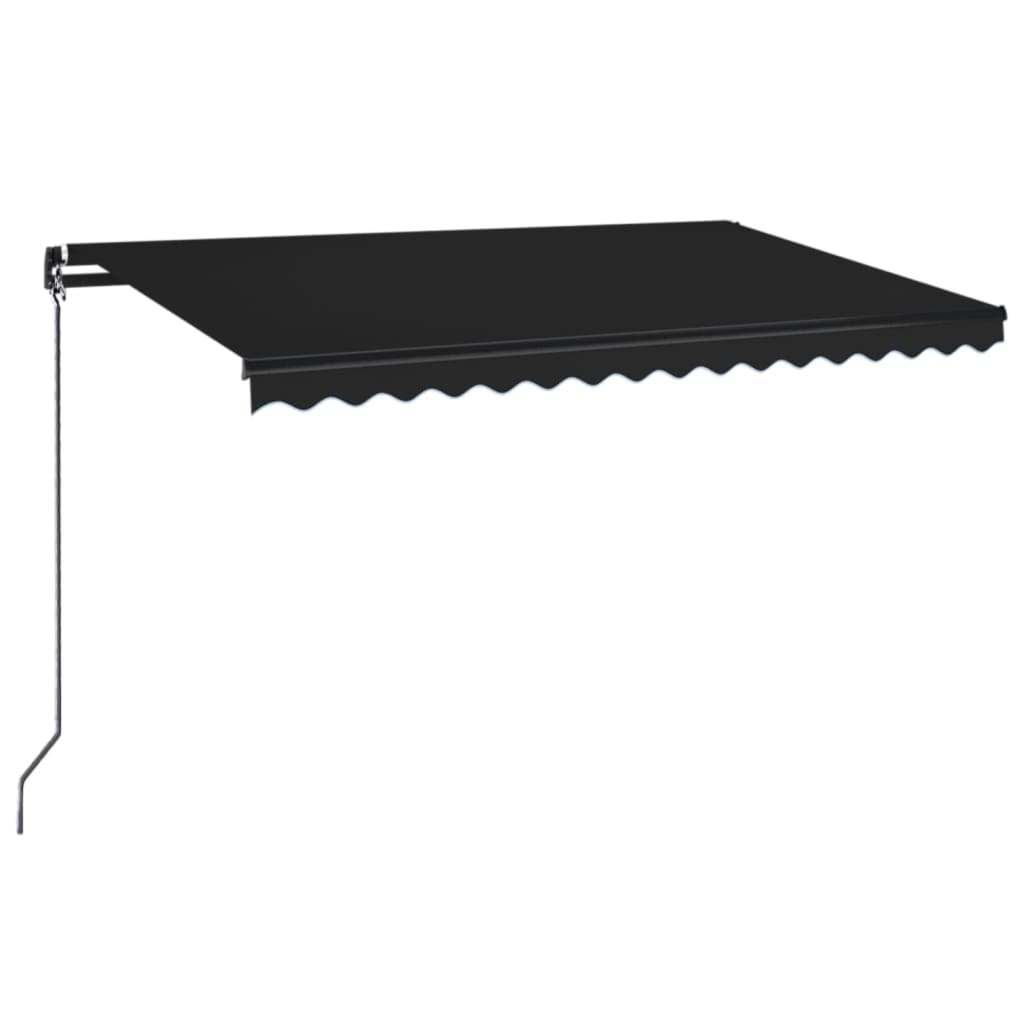 Τέντα Συρόμενη Χειροκίνητη με LED Ανθρακί 450 x 350 εκ. - Pakobazaar