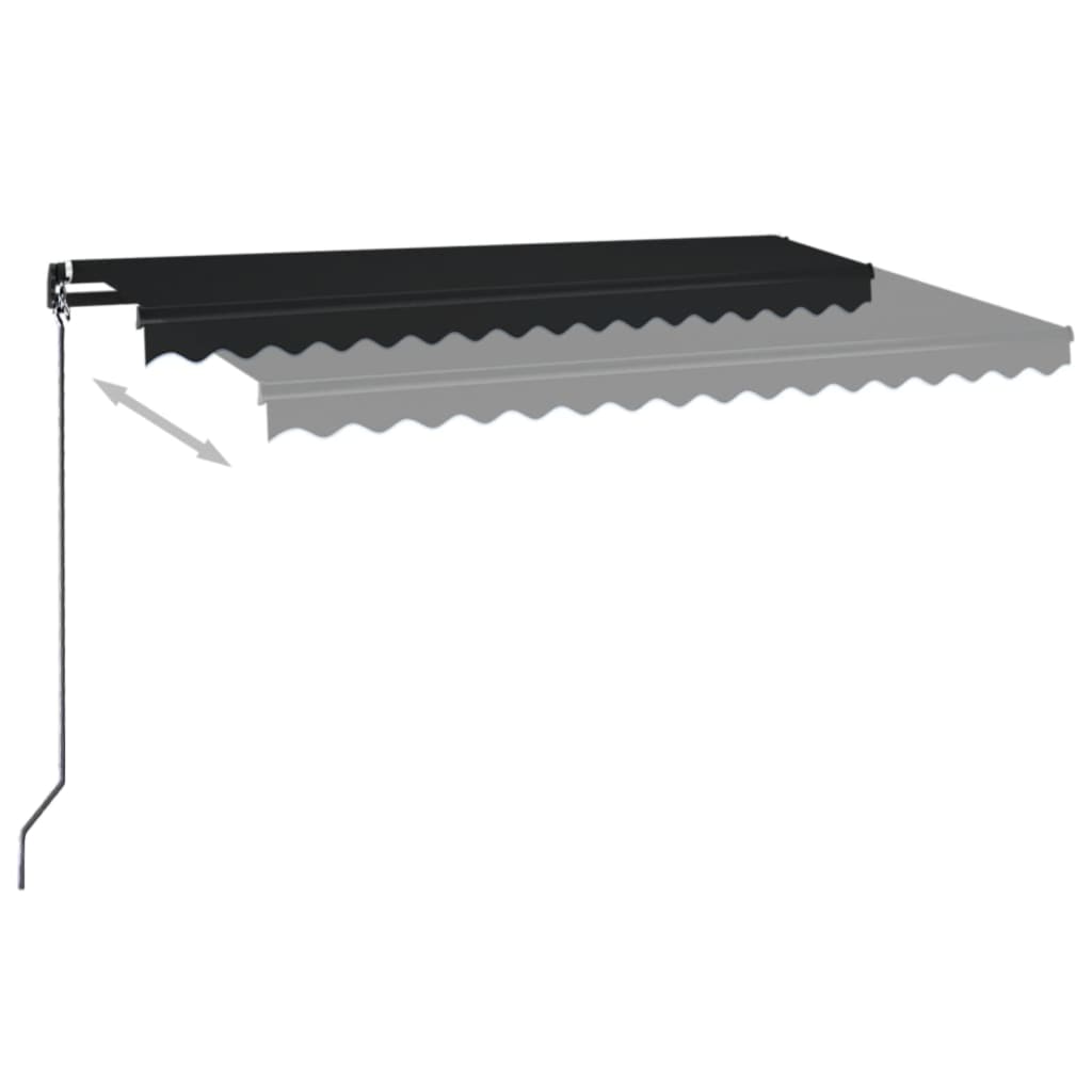 Τέντα Συρόμενη Χειροκίνητη με LED Ανθρακί 450 x 350 εκ. - Pakobazaar