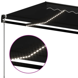 Τέντα Συρόμενη Χειροκίνητη με LED Ανθρακί 450 x 350 εκ. - Pakobazaar