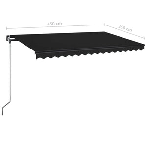 Τέντα Συρόμενη Χειροκίνητη με LED Ανθρακί 450 x 350 εκ. - Pakobazaar