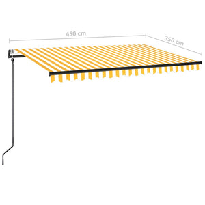 Τέντα Συρόμενη Αυτόματη Κίτρινο / Λευκό 450 x 350 εκ. - PAKOBAZAAR