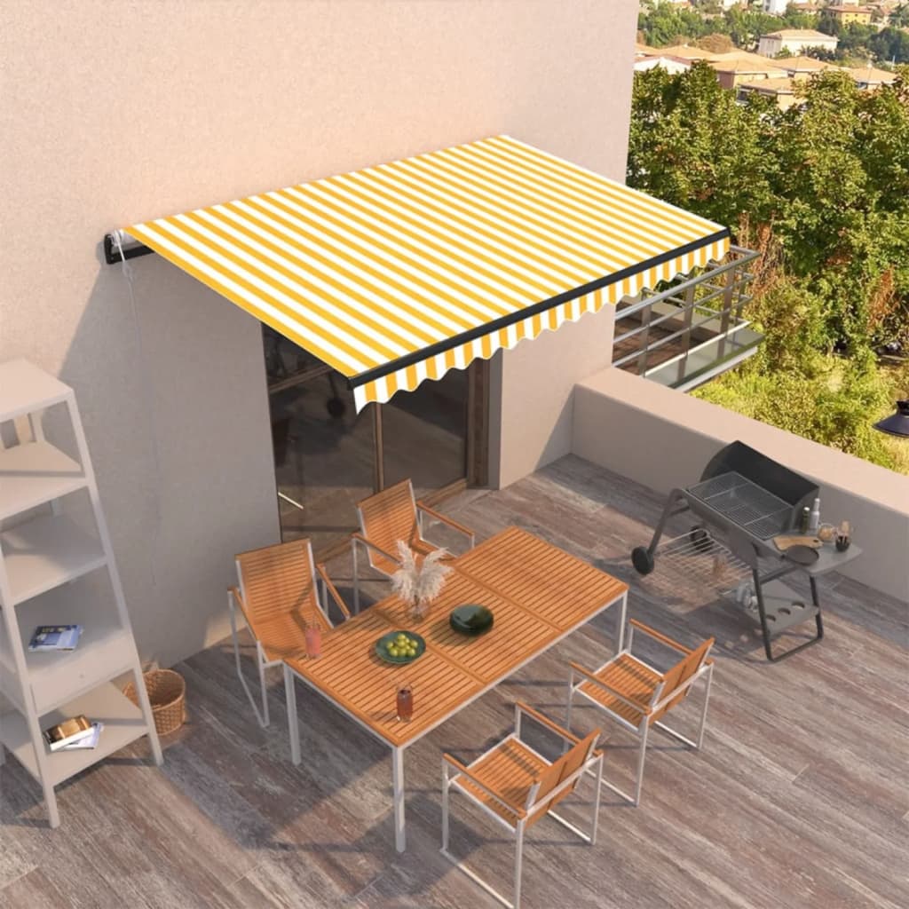 Τέντα Συρόμενη Αυτόματη Κίτρινο / Λευκό 450 x 350 εκ. - PAKOBAZAAR