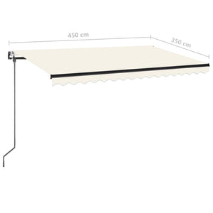 Τέντα Αυτόματη με LED & Αισθητήρα Ανέμου Κρεμ 450 x 350 εκ. - PAKOBAZAAR