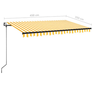 Τέντα Αυτόματη με LED & Αισθ. Ανέμου Κίτρινο/Λευκό 450x350 εκ. - PAKOBAZAAR