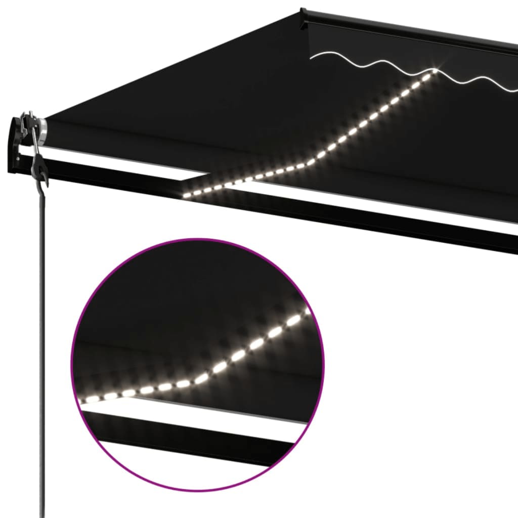 Τέντα Αυτόματη με LED & Αισθητήρα Ανέμου Ανθρακί 450 x 350 εκ. - Pakobazaar
