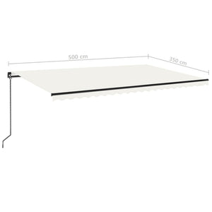 Τέντα Συρόμενη Χειροκίνητη Κρεμ 500x350 εκ. - Pakobazaar