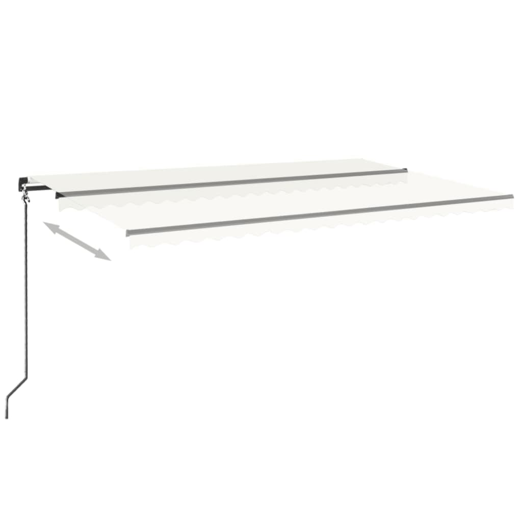 Τέντα Συρόμενη Χειροκίνητη με LED Κρεμ 500 x 350 εκ. - Pakobazaar