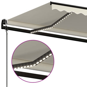 Τέντα Αυτόματη με LED & Αισθητήρα Ανέμου Κρεμ 500x350 εκ. - Pakobazaar