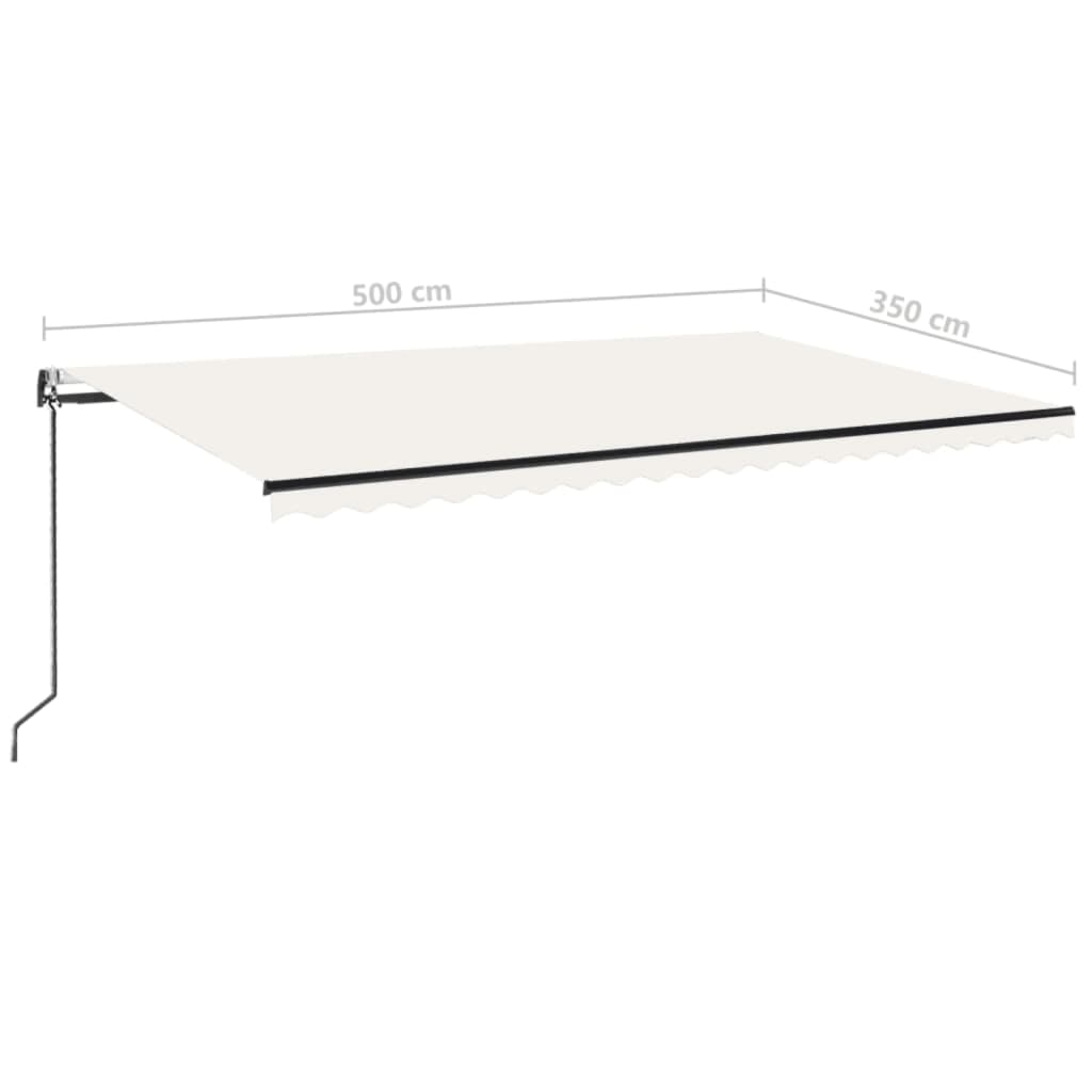 Τέντα Αυτόματη με LED & Αισθητήρα Ανέμου Κρεμ 500x350 εκ. - Pakobazaar