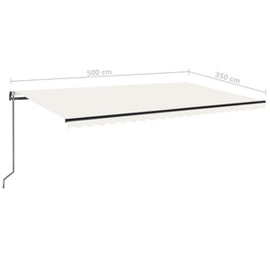 Τέντα Αυτόματη με LED & Αισθητήρα Ανέμου Κρεμ 500x350 εκ. - Pakobazaar