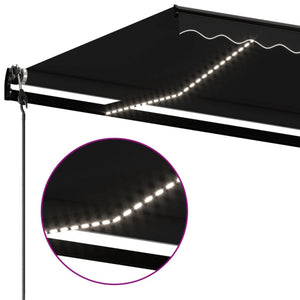 Τέντα Αυτόματη με LED & Αισθητήρα Ανέμου Ανθρακί 500x350 εκ. - Pakobazaar