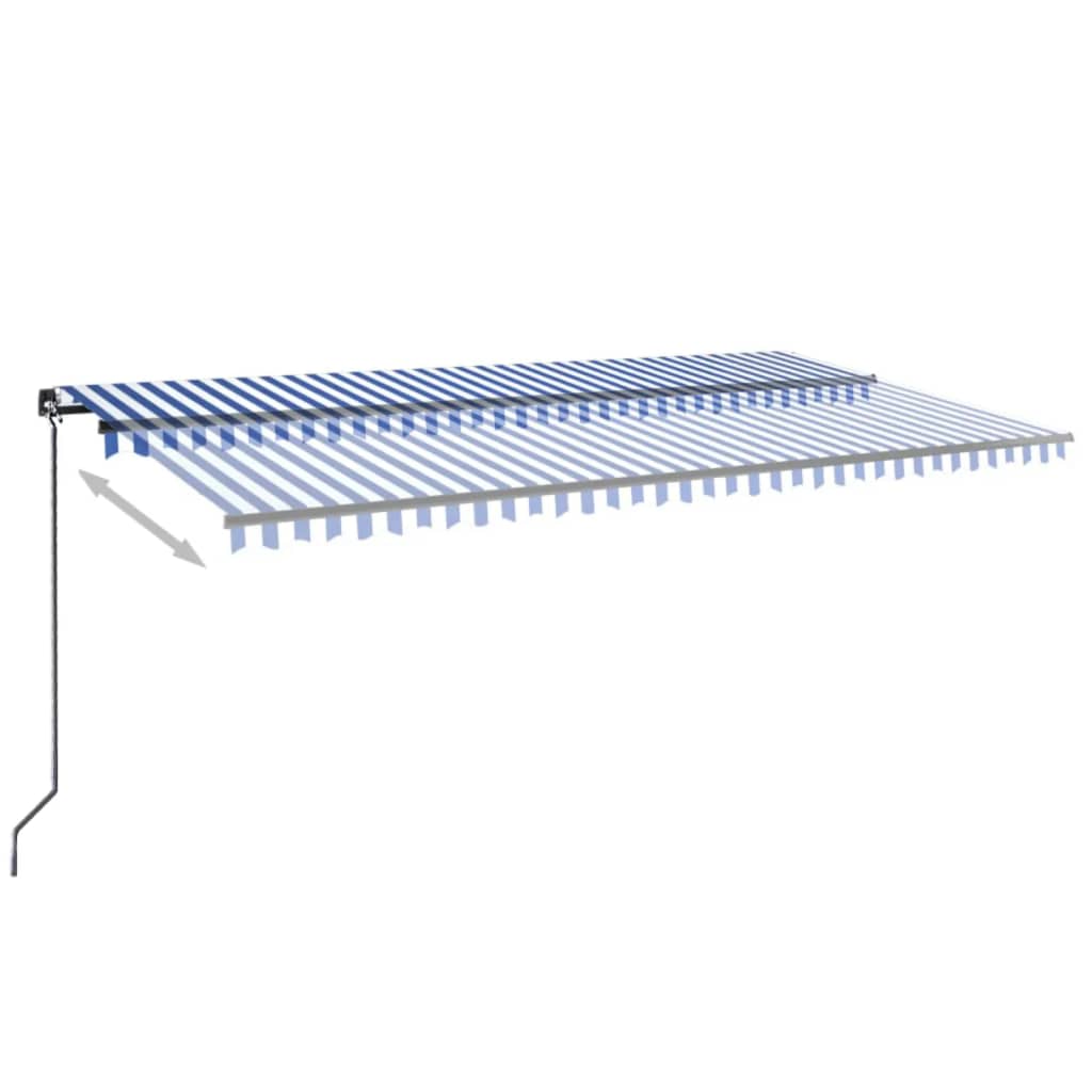 Τέντα Συρόμενη Χειροκίνητη με LED Μπλε / Λευκό 600x350 εκ. - Pakobazaar